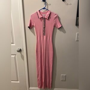 Fashion Nova Pink Ribbed Midi Dress